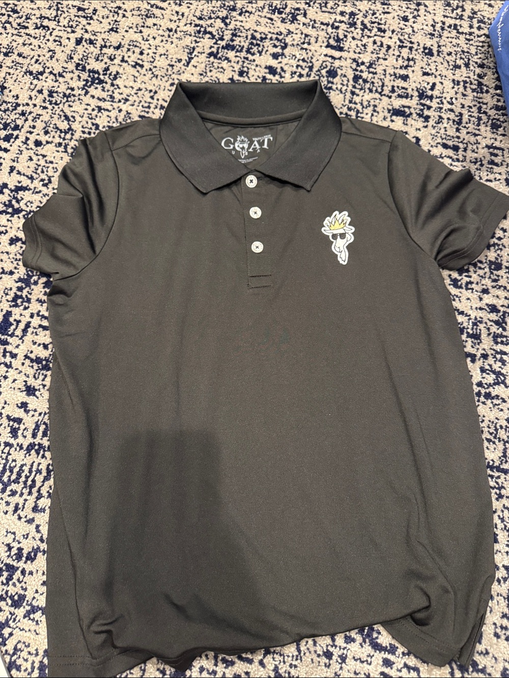 GOAT Black Kids Polo with Embroidered Icon